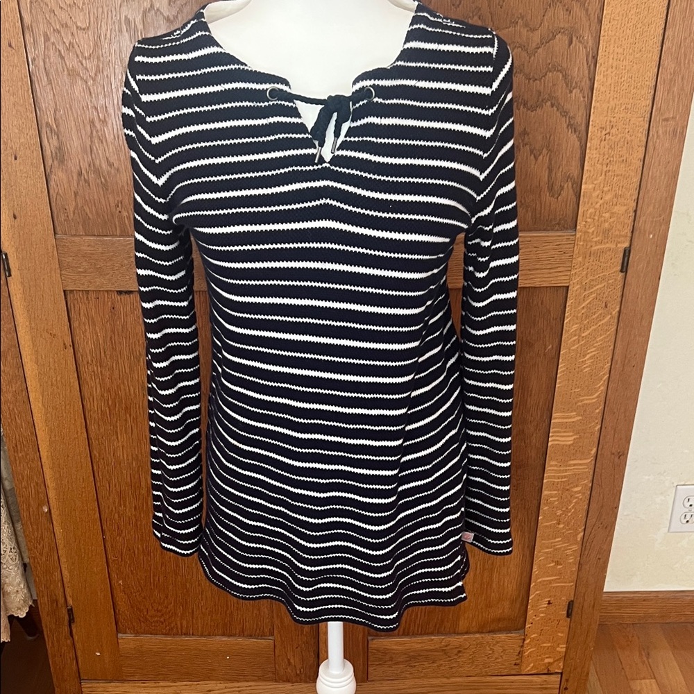 T by Talbots Navy and  White Striped Tunic, size XS